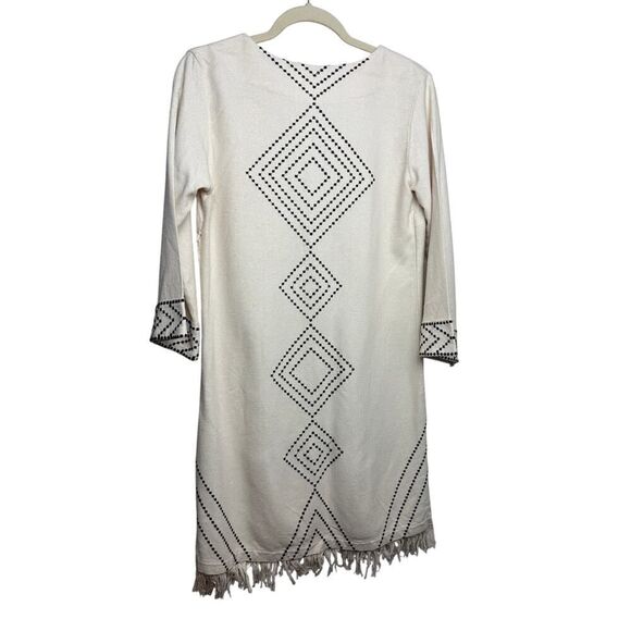 Gypset Silk Embroidered Mini Caftan Dress with Fringe Sz. M - Picture 2 of 9